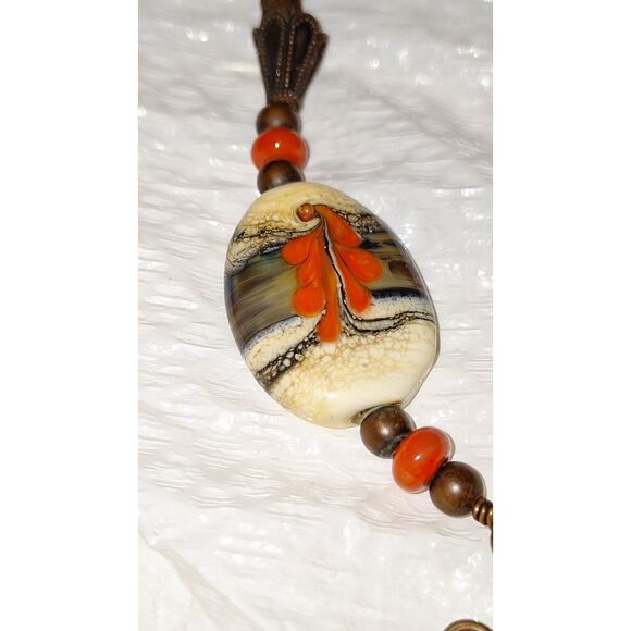 Artisan Lampwork Glass Beaded Bracelet Boho Tribal Unique Custom Crafted - Picture 2 of 6